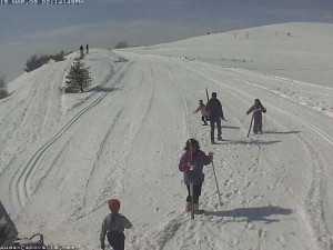 Alcuni sciatori impegnati nel pomeriggio
